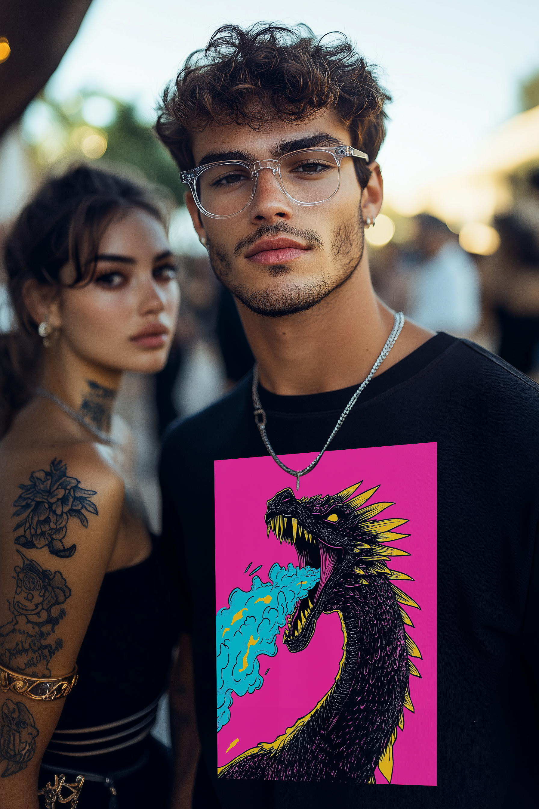 POP DRAGON - Mens Black Tee