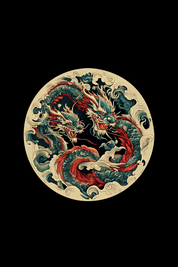 ORNAMENT DRAGON - Mens Black Tee