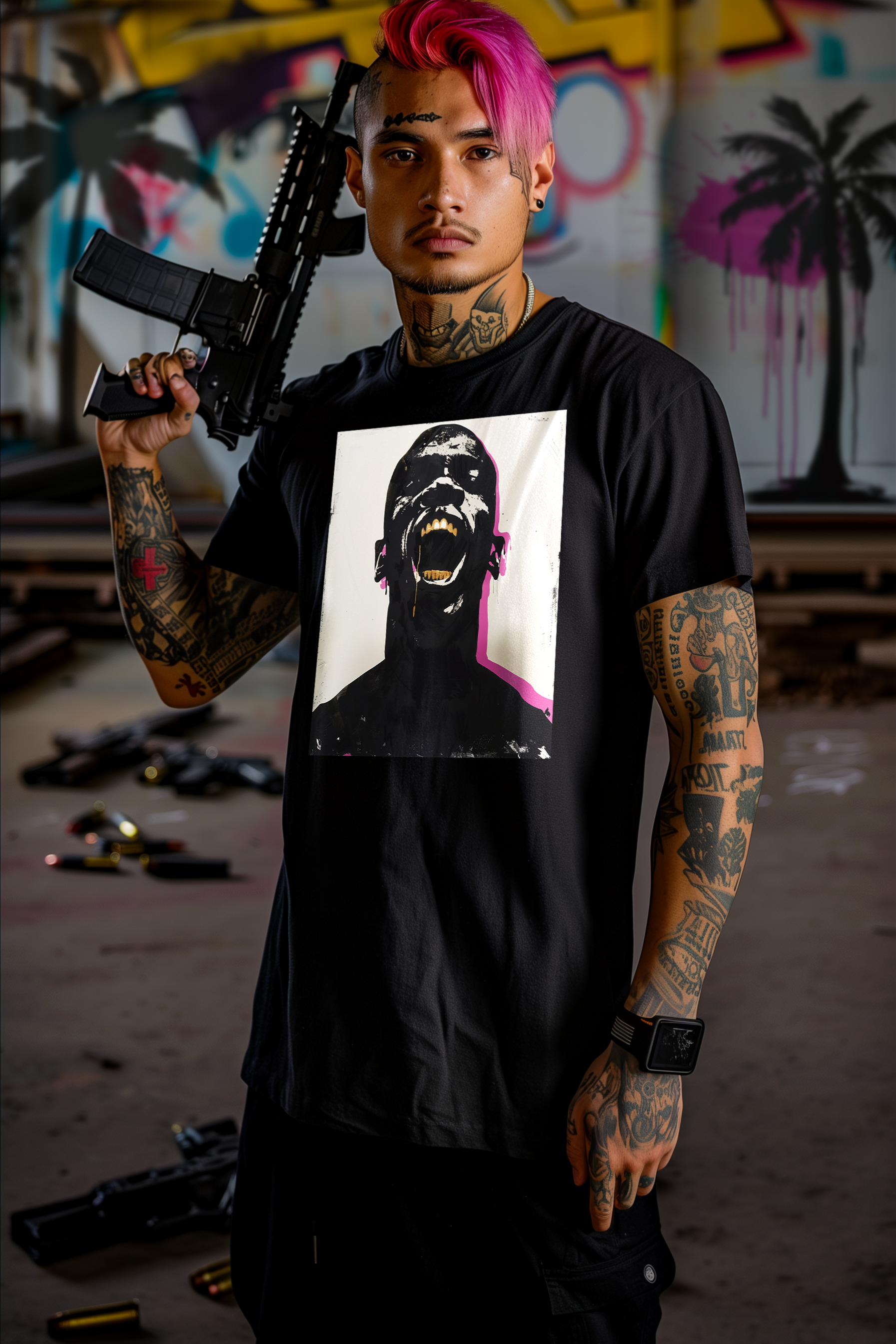 MAN SCREAM - Mens Black Tee