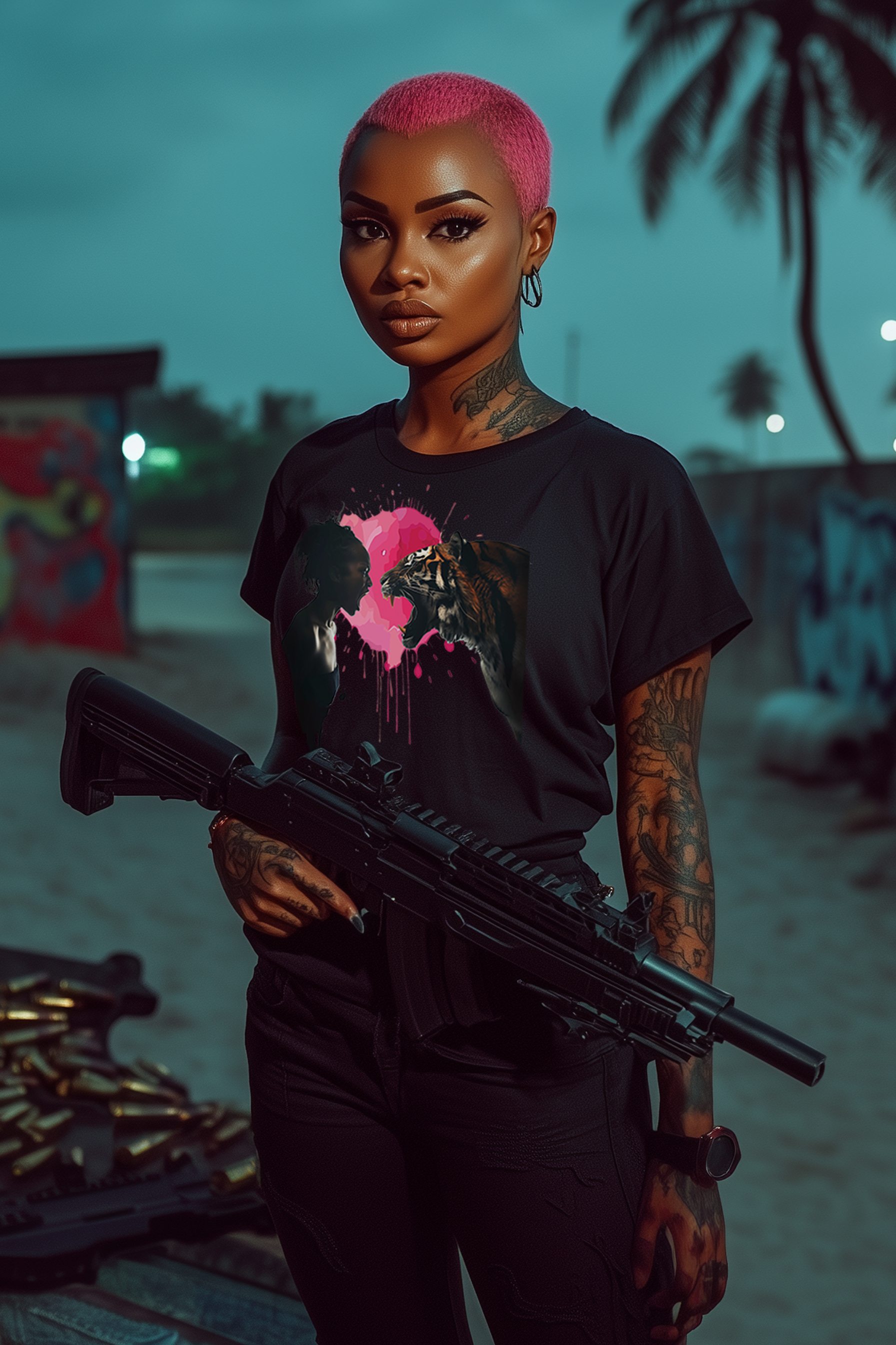 SCREAMING MATCH - Womens Black Tee