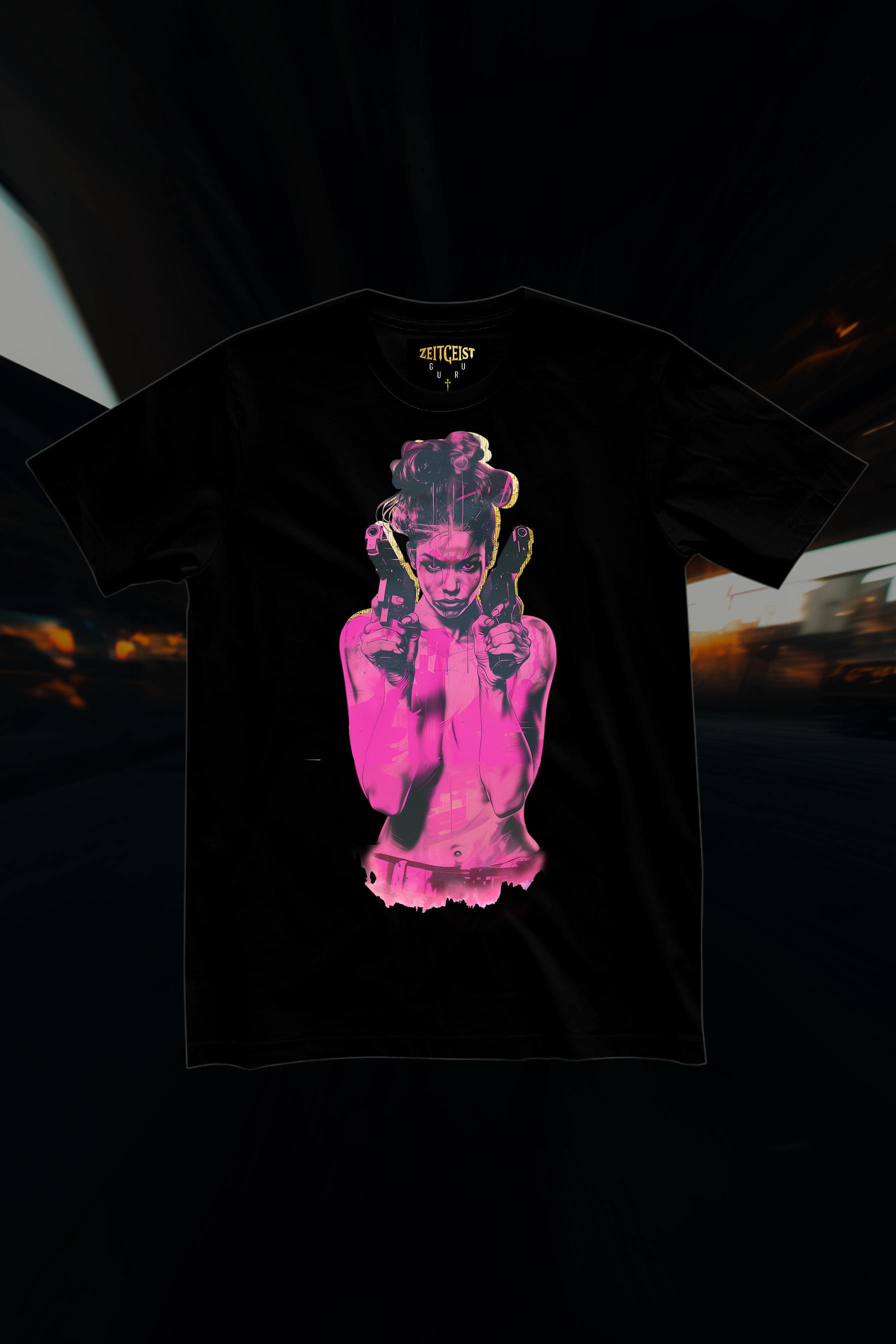 GUN'S UP GIRLFRIEND - Womens Black Tee