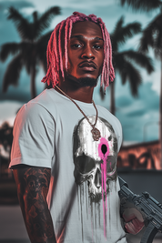 SKULL SHOT - Mens White Tee