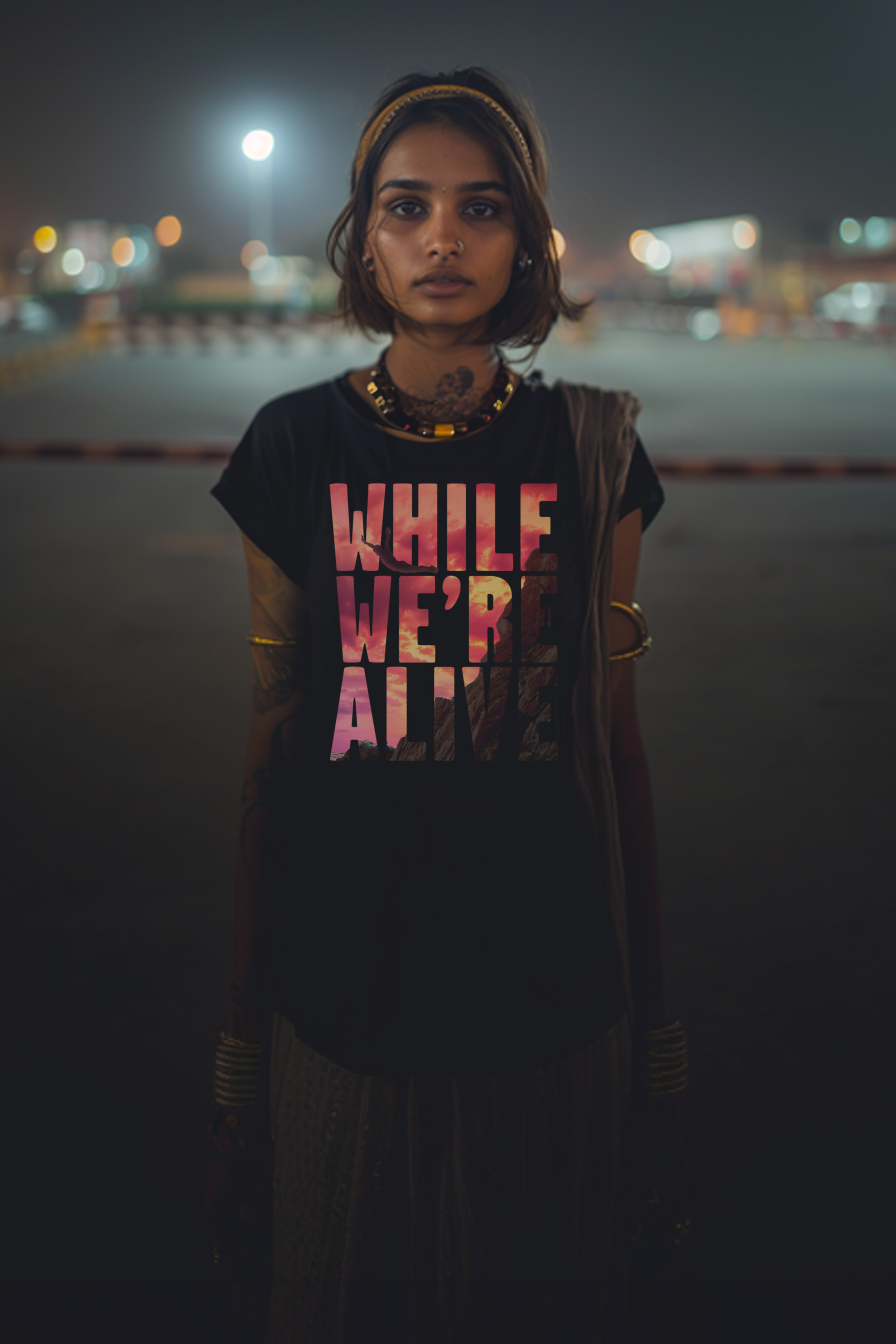 WHILE WE'RE ALIVE - Womens Black Tee