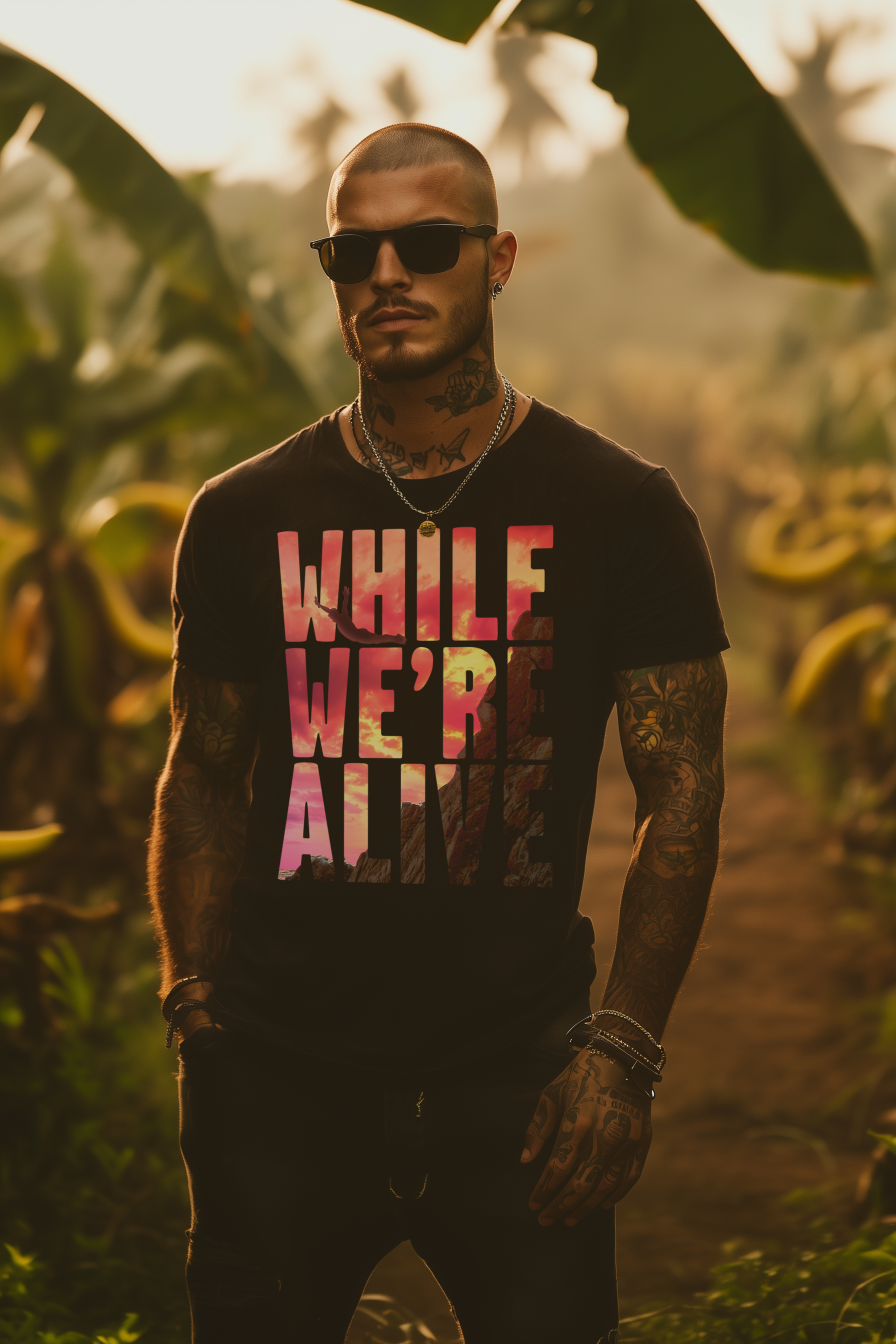 WHILE WE’RE ALIVE - Mens Black Tee