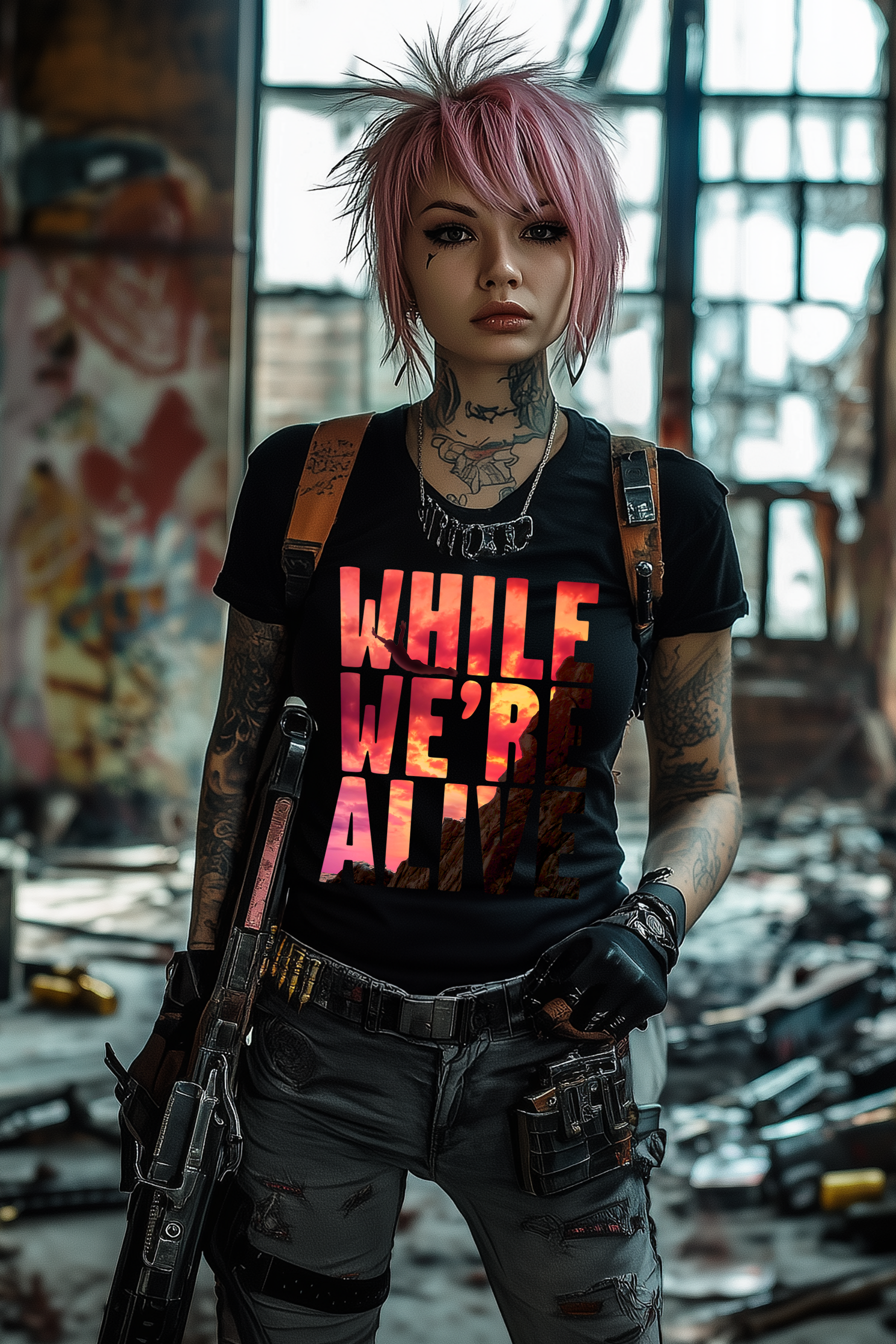 WHILE WE'RE ALIVE - Womens Black Tee