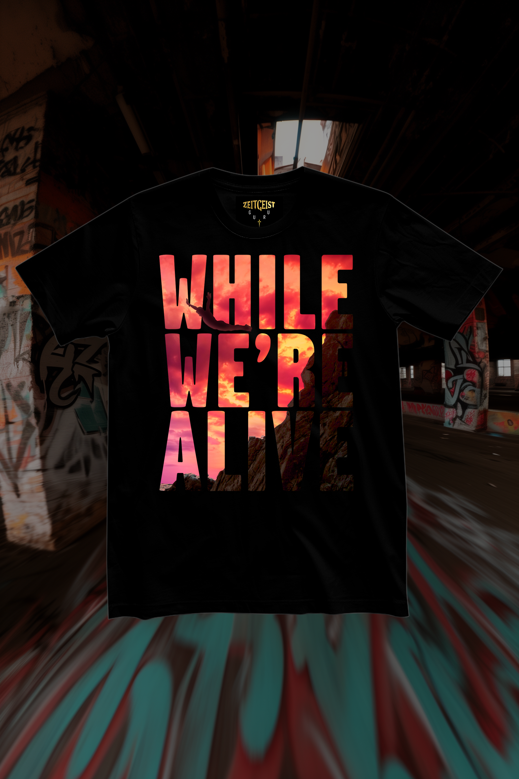 WHILE WE’RE ALIVE - Mens Black Tee